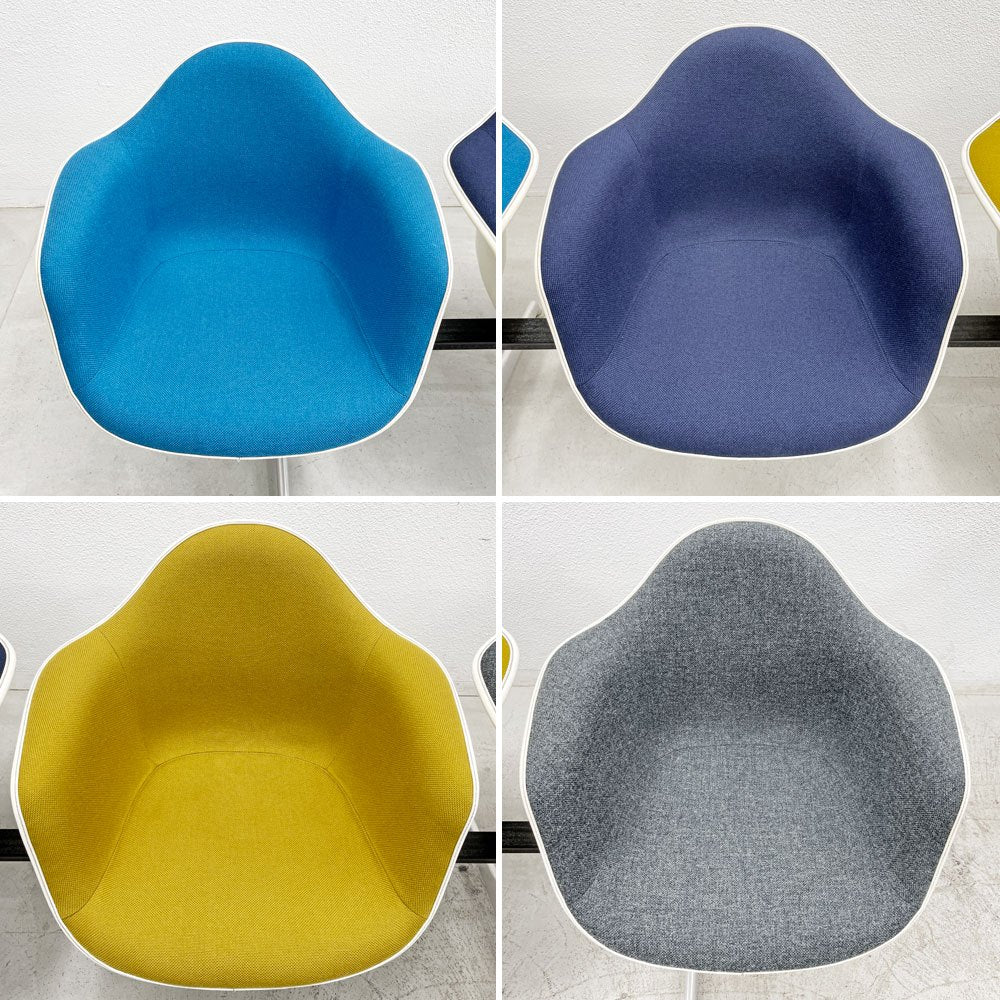 ハーマンミラー Herman Miller ビンテージ エアポートベンチ タンデムシート 4連 アームシェル 2nd ファブリック 新品張替え済 イームズ 希少 B 〓