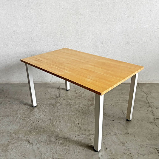 かなでもの KANADEMONO ザ・テーブル THE TABLE White Steel デスク W125×D75cm ラバーウッド ナチュラル スクエアバー脚 参考定価￥49,900- 〓