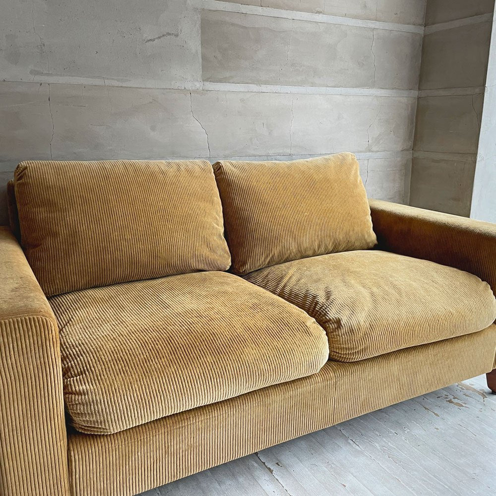 トラックファニチャー TRUCK FURNITURE FKソファ ジュニア FK SOFA Jr. 2シーター 2人掛け F-21 グリーンコーデュロイ フェザークッション ウォールナット無垢材 定価¥493,900-♪
