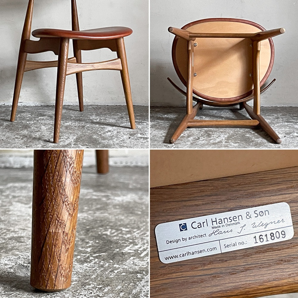 カールハンセン＆サン Carl Hansen & Son CH33P オーク材 レザーシート 本革 ダイニングチェア ハンス・J・ウェグナー 定価￥156,200- A ■