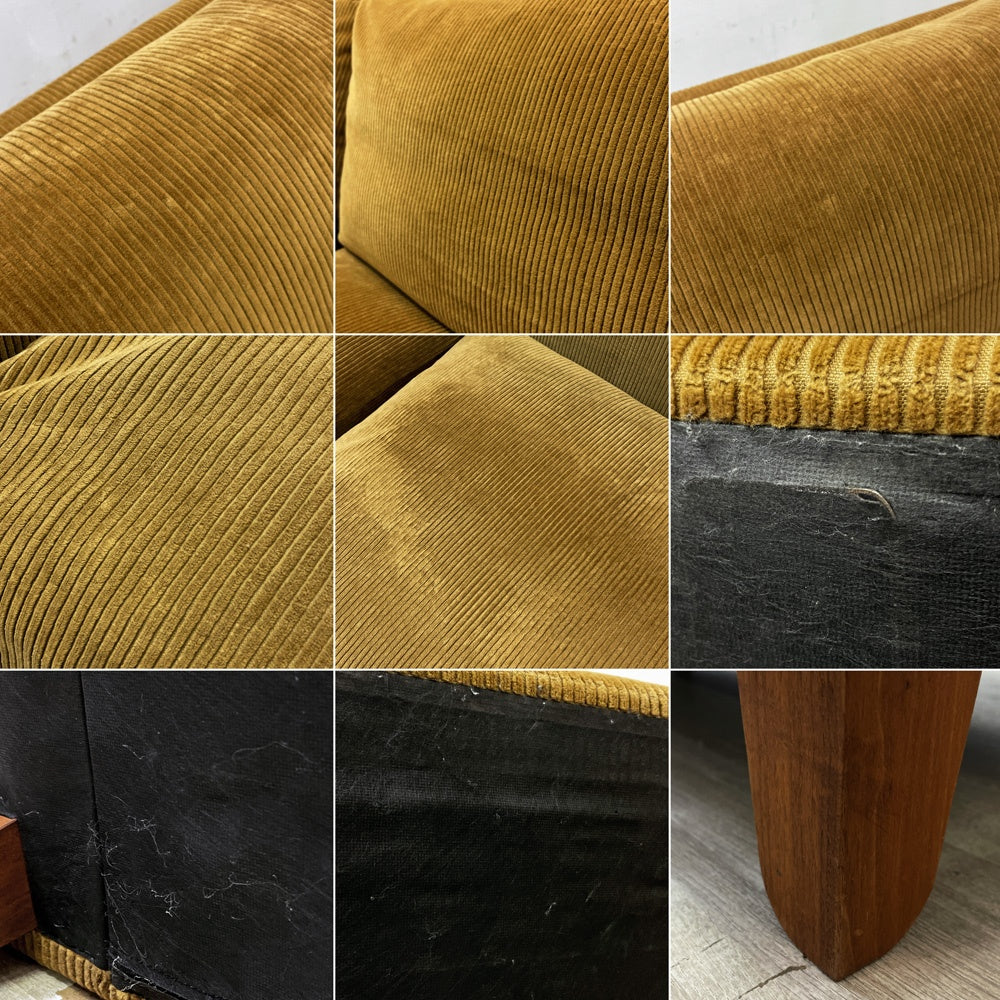 トラックファニチャー TRUCK FURNITURE FKソファ SOFA 3シーター コーデュロイ ウォールナット無垢材 フェザークッション 張地F-21 グリーン ●
