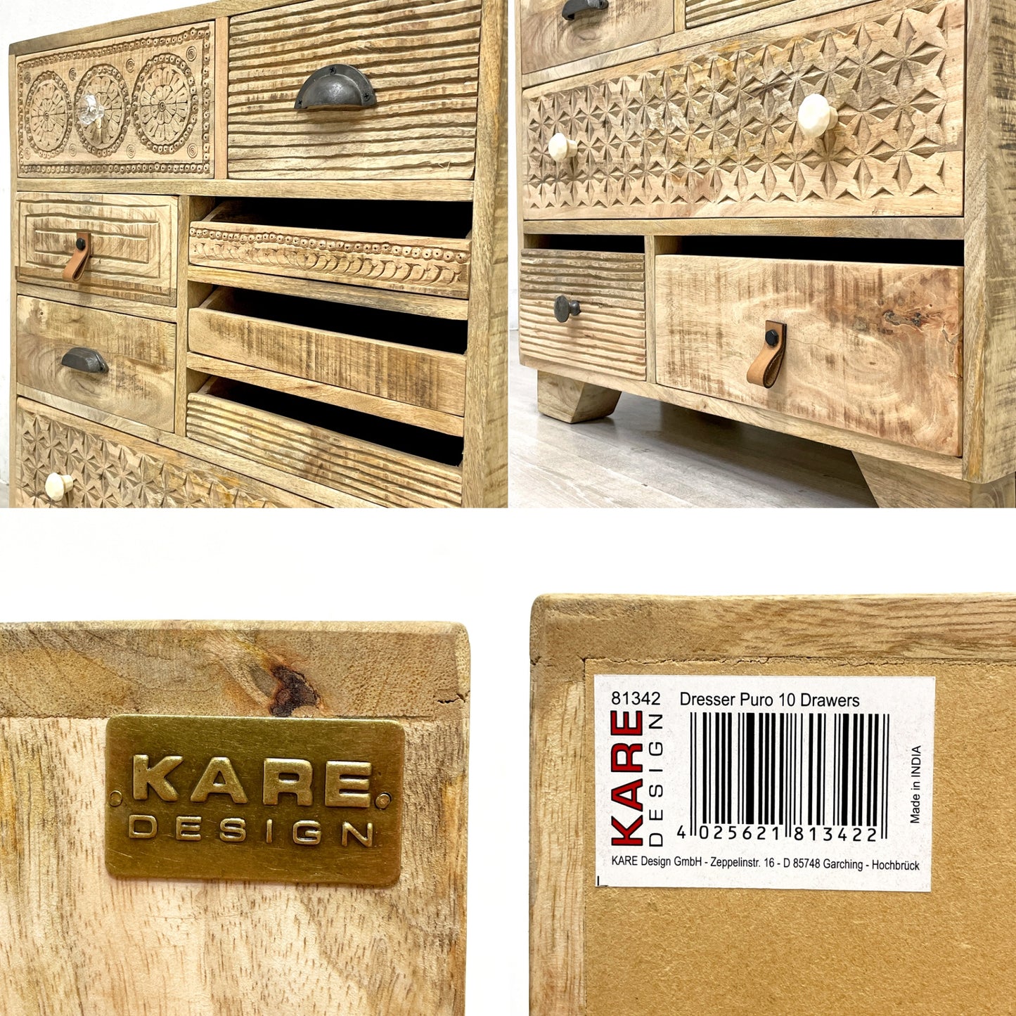 カレデザイン KARE DESIGN プロ PURO (10Drawers) キャビネット チェスト マンゴーウッド 彫刻 ハンドクラフト ●