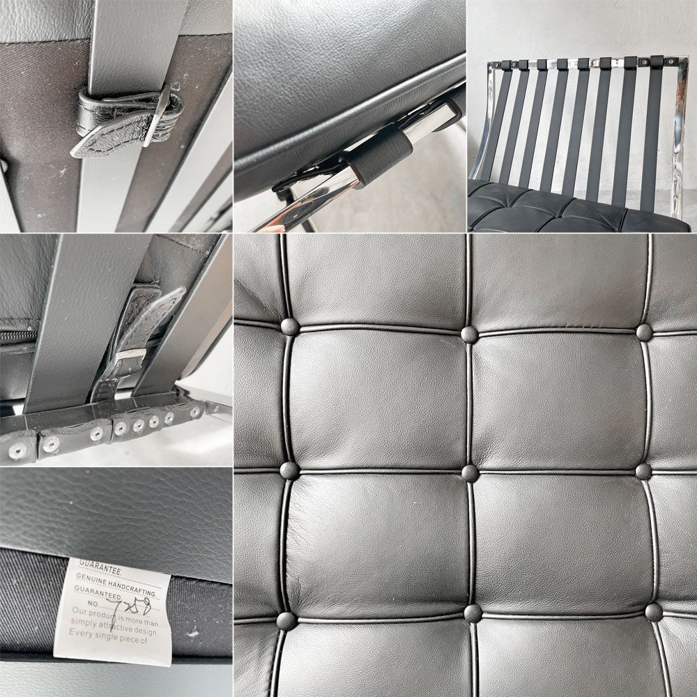ミース・ファン・デル・ローエ バルセロナチェア Barcelona Chair リプロダクト品 ESQ 本革 1シーターソファ モダンデザイン ミッドセンチュリー ★