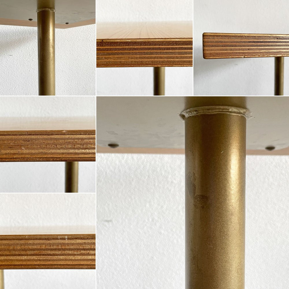 ビンテージスタイル Vintage Style 節入り杉天板×スチール脚 ゴールド カフェテーブル ダイニングテーブル スクエア W60cm 〓