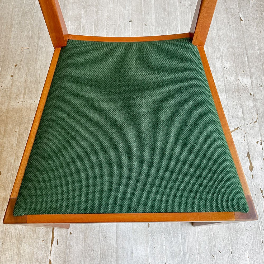 ウッドユウライクカンパニー WOOD YOU LIKE COMPANY アイチェア クッション AI CHAIR ハーフアームチェア チェリー無垢材 ファブリック グリーン 座面張替済 B ♪
