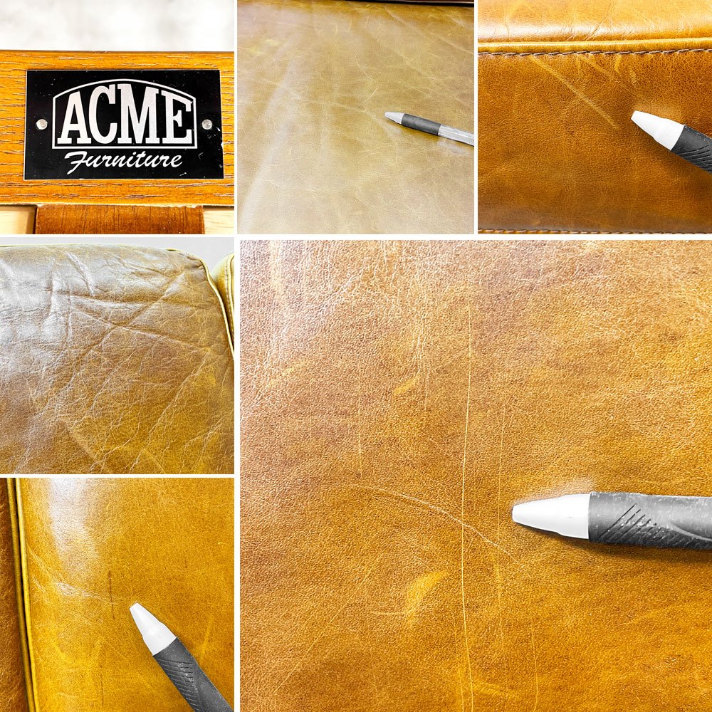 アクメファニチャー ACME Furniture デルマー ソファ 2シーター DELMAR SOFA 2-Seater 2Pソファ レザー張り ブラウン アッシュ材 廃番 ●