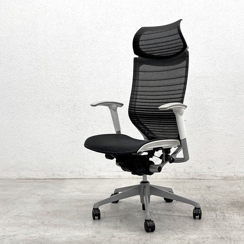 オカムラ okamura バロンチェア Baron Chair CP87BW エクストラハイバック オフィスチェア 固定ヘッドレスト アジャストアーム ジョルジェット・ジウジアーロ 〓