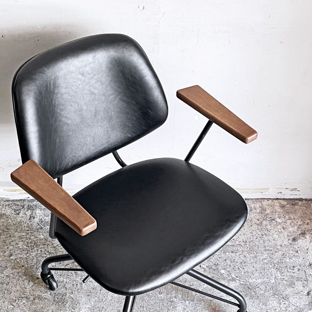クラッシュゲート CRASHGATE ノットアンティークス Knot Antiques アボック ABOCK デスクチェア ブラック オーク材 肘付き 展示美品 ■