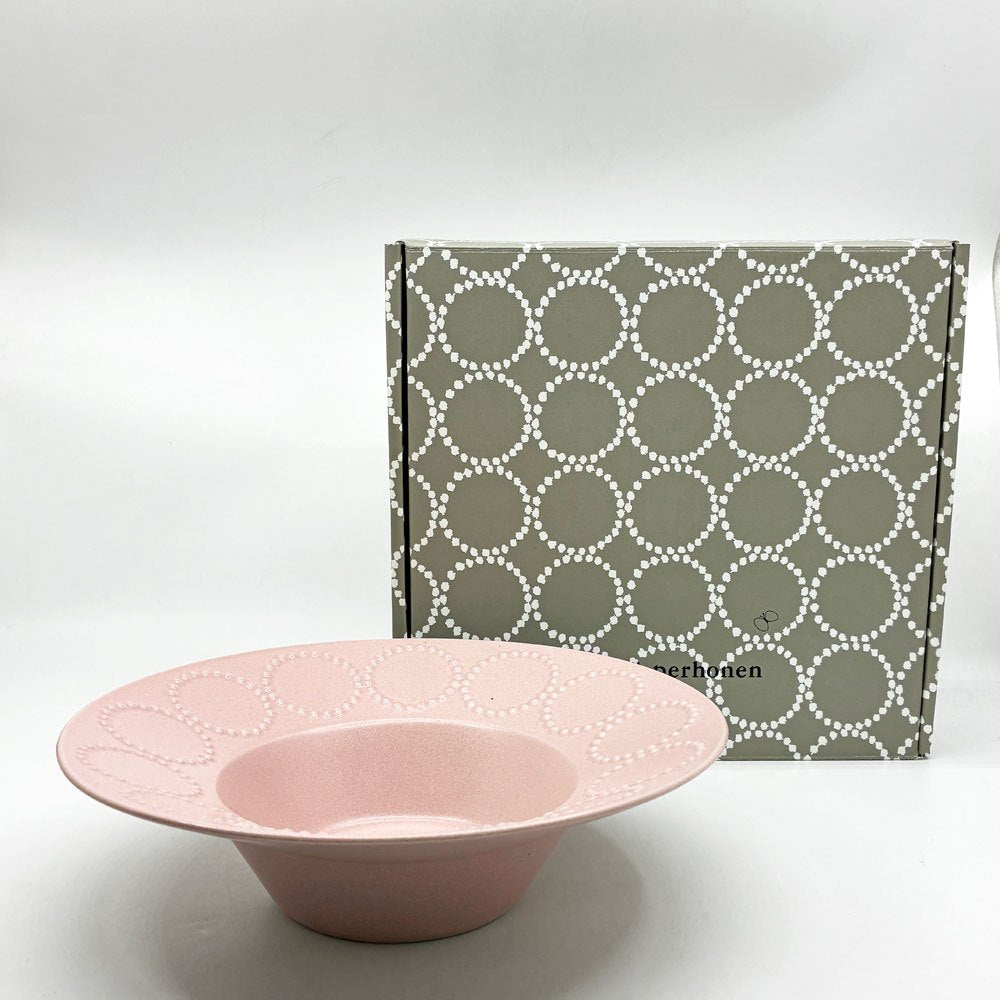 ミナペルホネン mina perhonen タンバリン ピンク 深皿 陶器 ハンドメイド ●