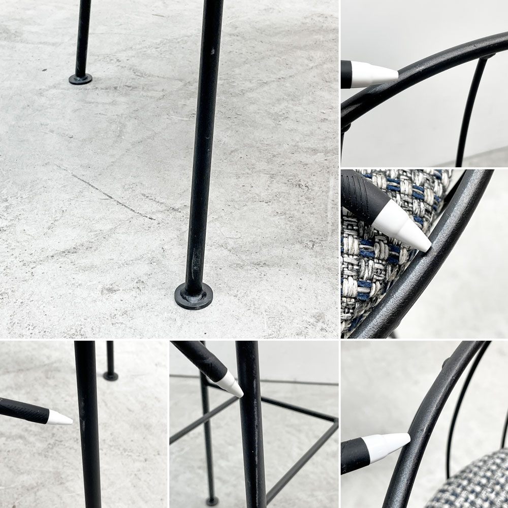 杉山製作所 フープ HOOP カウンターチェア アイアン ファブリック 座面 haNV グレー 系 ネイビー 座面高78cm モダンデザイン 定価68,200円 B ●