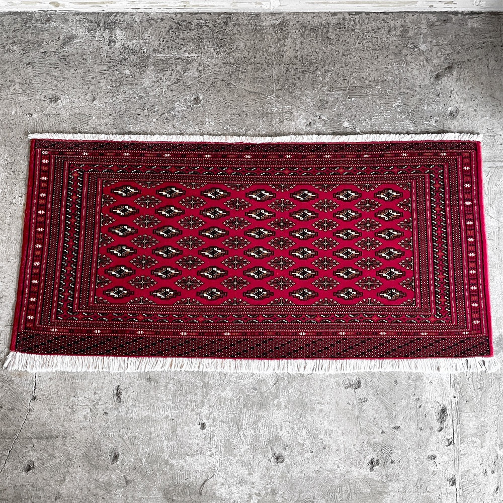 トルクメン ラグ カーペット 絨毯 グル トライバルラグ 手織り 130×60cm ■