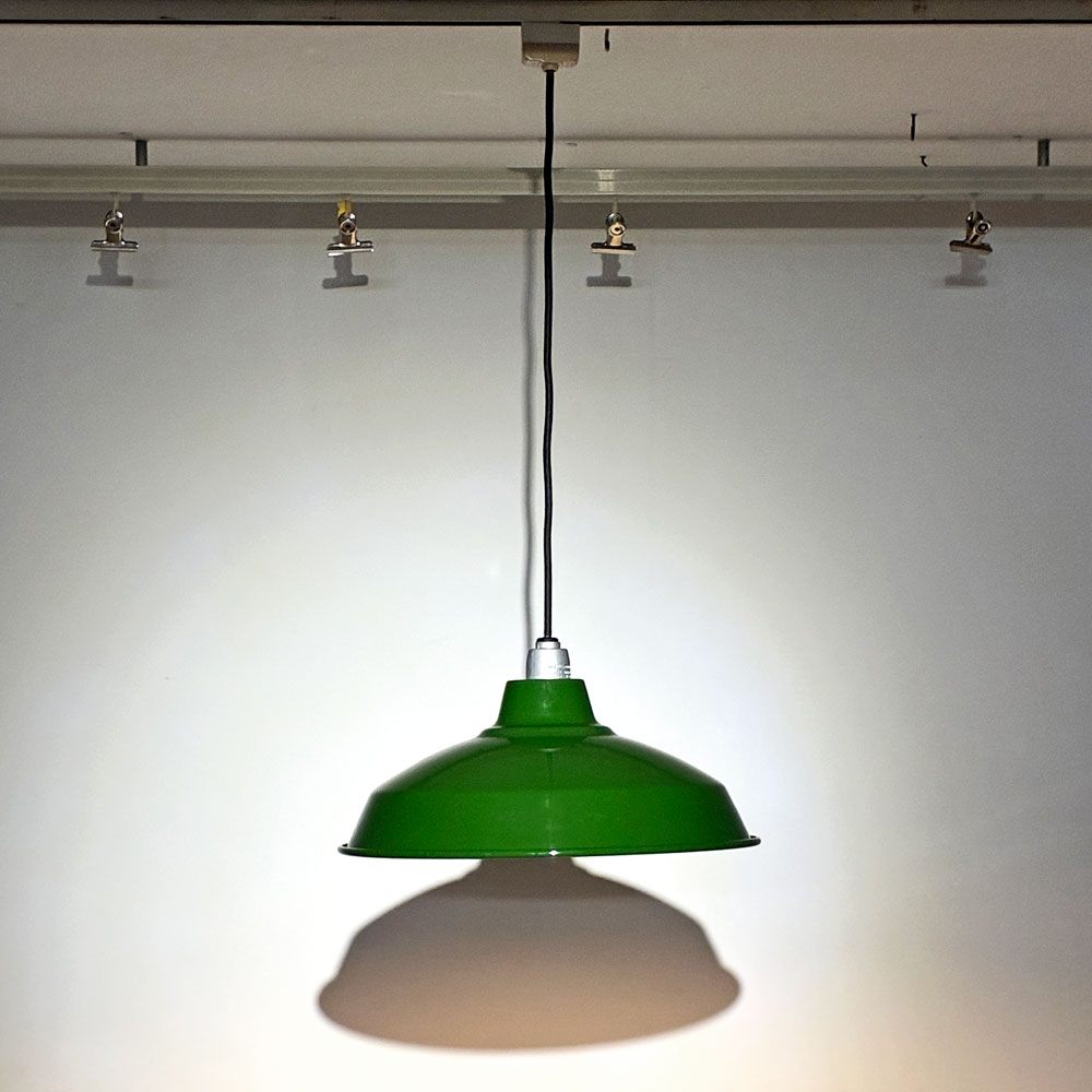 パシフィックファニチャーサービス P.F.S ホーロー ペンダントライト ENAMEL LAMP SHADE 14 ソケットコード付き グリーン ●