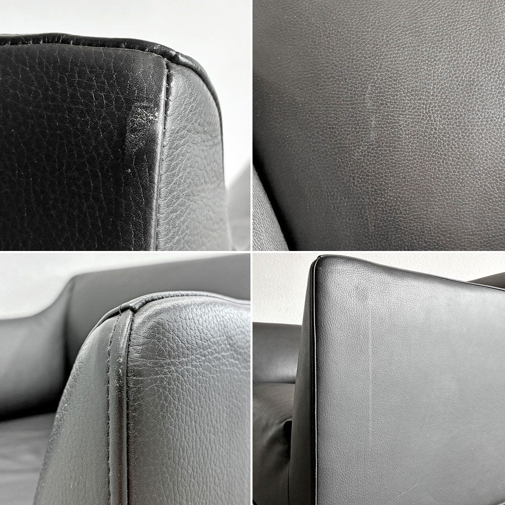 タイム＆スタイル TIME & STYLE エドワード Edward seamless sofa シームレスソファ 1人掛け ラウンジチェア 本革 ブラックレザー タモ材 廃番 B 〓