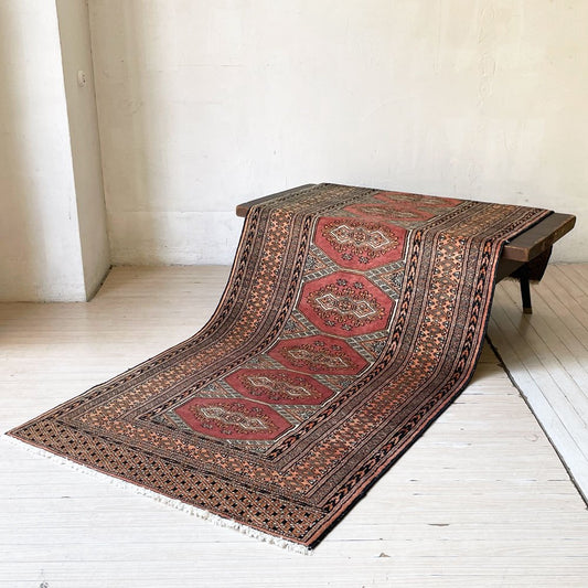 トライバルラグ Tribal rug トルクメン ランナーラグ 185×80cm ギュル紋様 手織 キリム 絨毯 ラグ カーペット ★