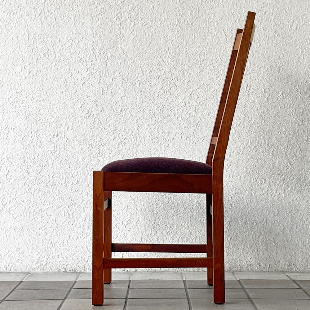 北の住まい設計社 KITANOSUMAISEKKEISHA ミッションチェア Mission chair アームレスチェア ダイニングチェア 張座 ファブリック張替済み チェリー無垢材 廃番◇