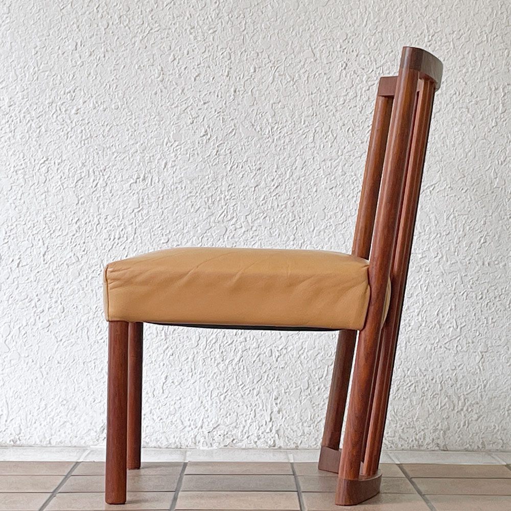 BC工房 チーク無垢材 ダイニングチェア 本革 ローチェア ラウンジチェア 幅48cm 国産クラフト家具 ナチュラルモダン ◇
