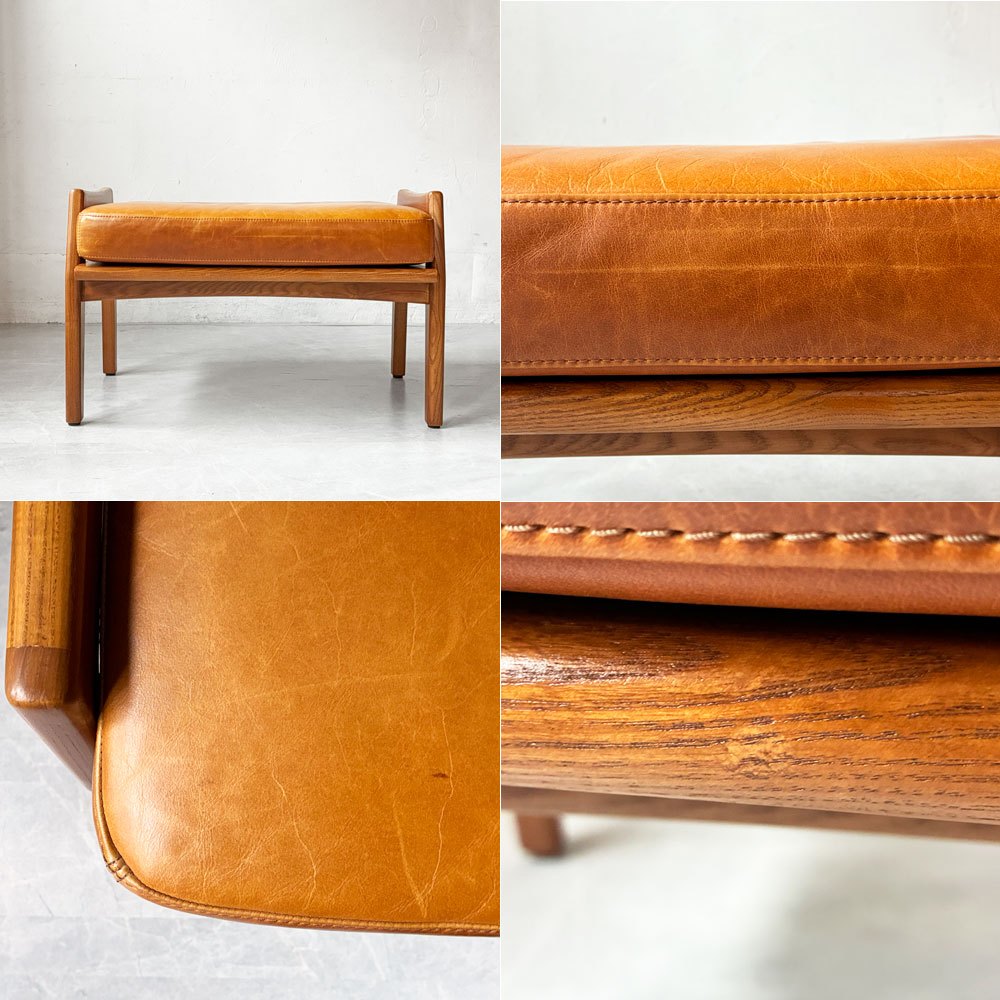 アクメファニチャー ACME Furniture デルマー オットマン DELMAR OTTOMAN フットスツール 本革 カウハイドレザー アッシュ材 廃盤 ★