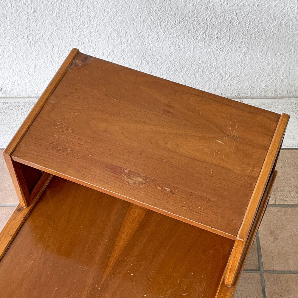 USビンテージ Vintage エンドテーブル ステップテーブル ローテーブル コーヒーテーブル W76.5cm ウォールナット スリット ミッドセンチュリー ◇
