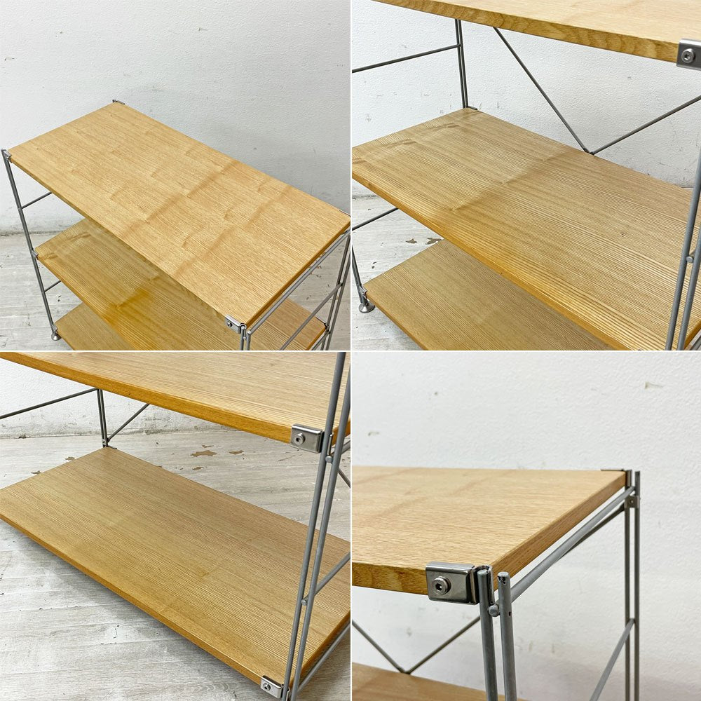 無印良品 MUJI スチールユニットシェルフ タモ材 小 3段 棚板3枚 W86cm ナチュラル シンプルデザイン ●