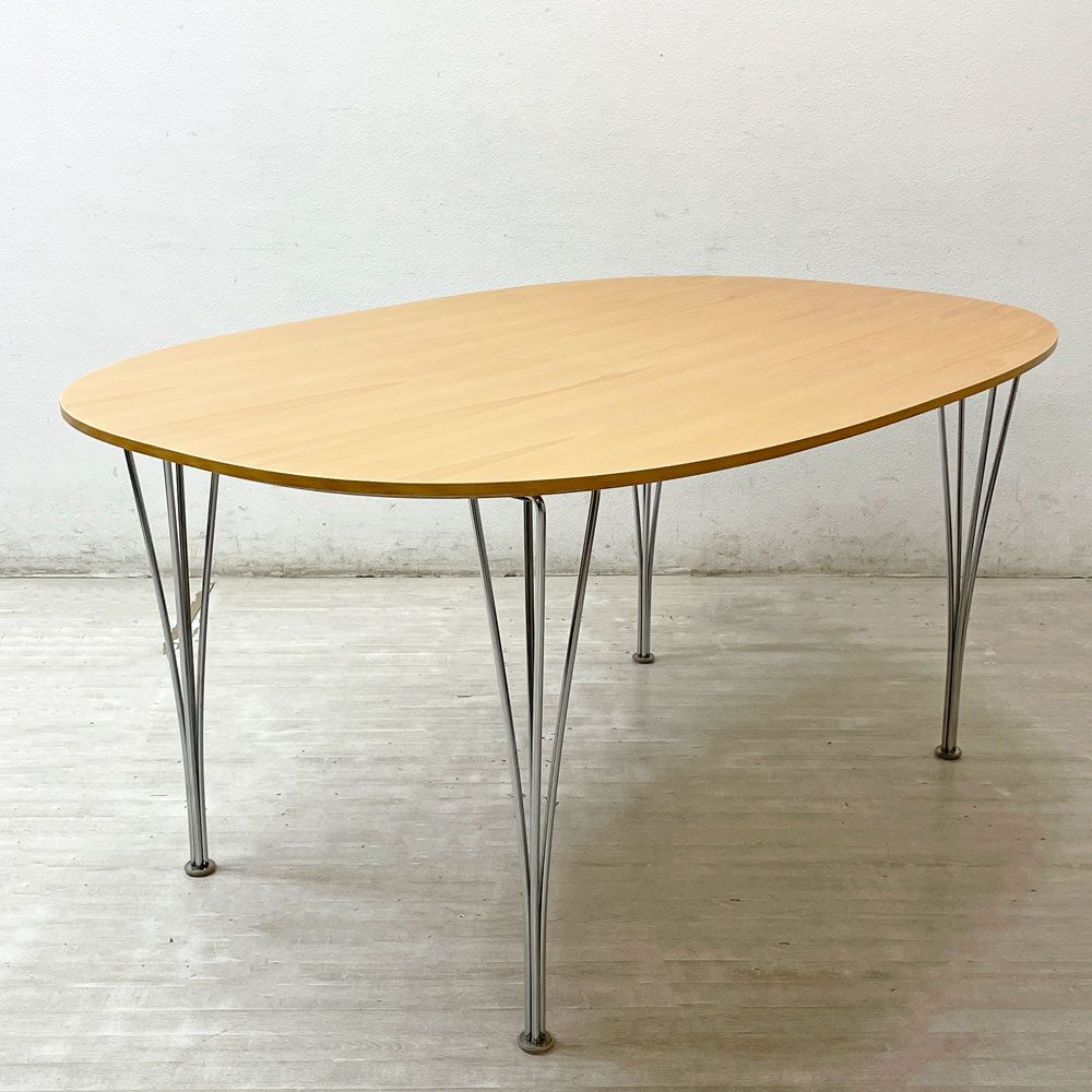 フリッツハンセン Fritz Hansen スーパー楕円 Bテーブル ダイニングテーブル ビーチ材天板 W150 ピート・ヘイン アルネ・ヤコブセン 天板再塗装品 ●