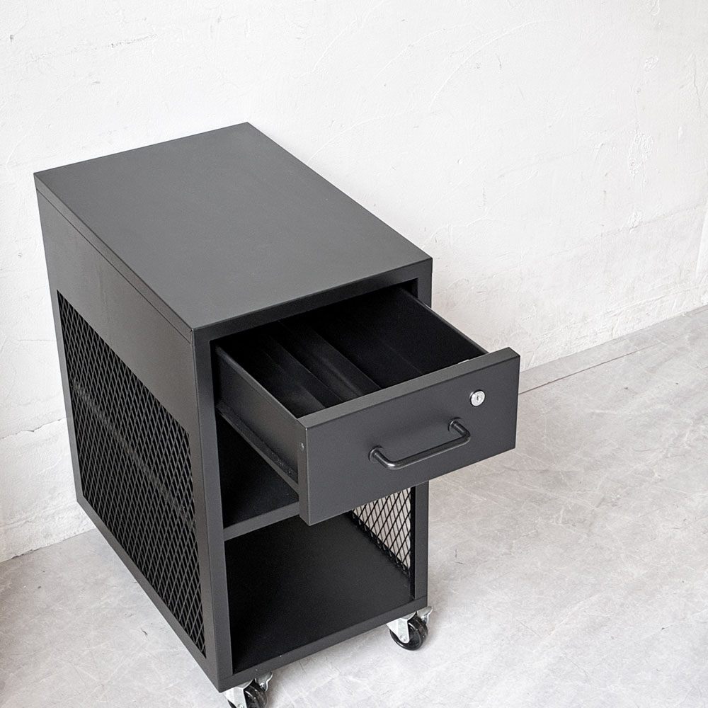 ジャーナルスタンダードファニチャー journal standard Furniture メッシュワゴン デスクワゴン トレイ付 抽斗 キャスター スチール製 モダン ★