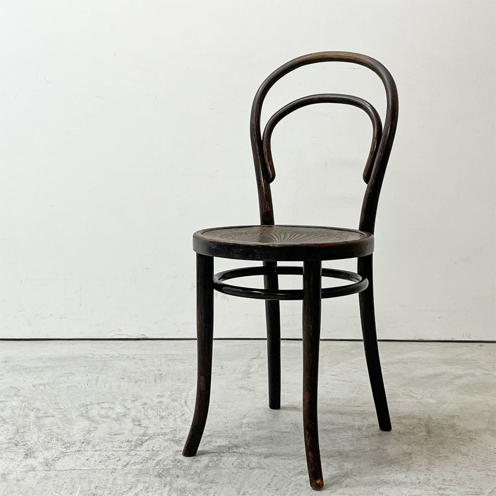 トーネット THONET No.14 ダイニングチェア ラウンドバック ベントウッドチェア 曲木 チェコ製 ビンテージ B ●
