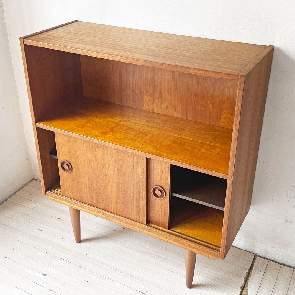デンマークビンテージ Danish Vintage チーク材 サイドキャビネット シェルフ 引き戸 北欧家具 ★