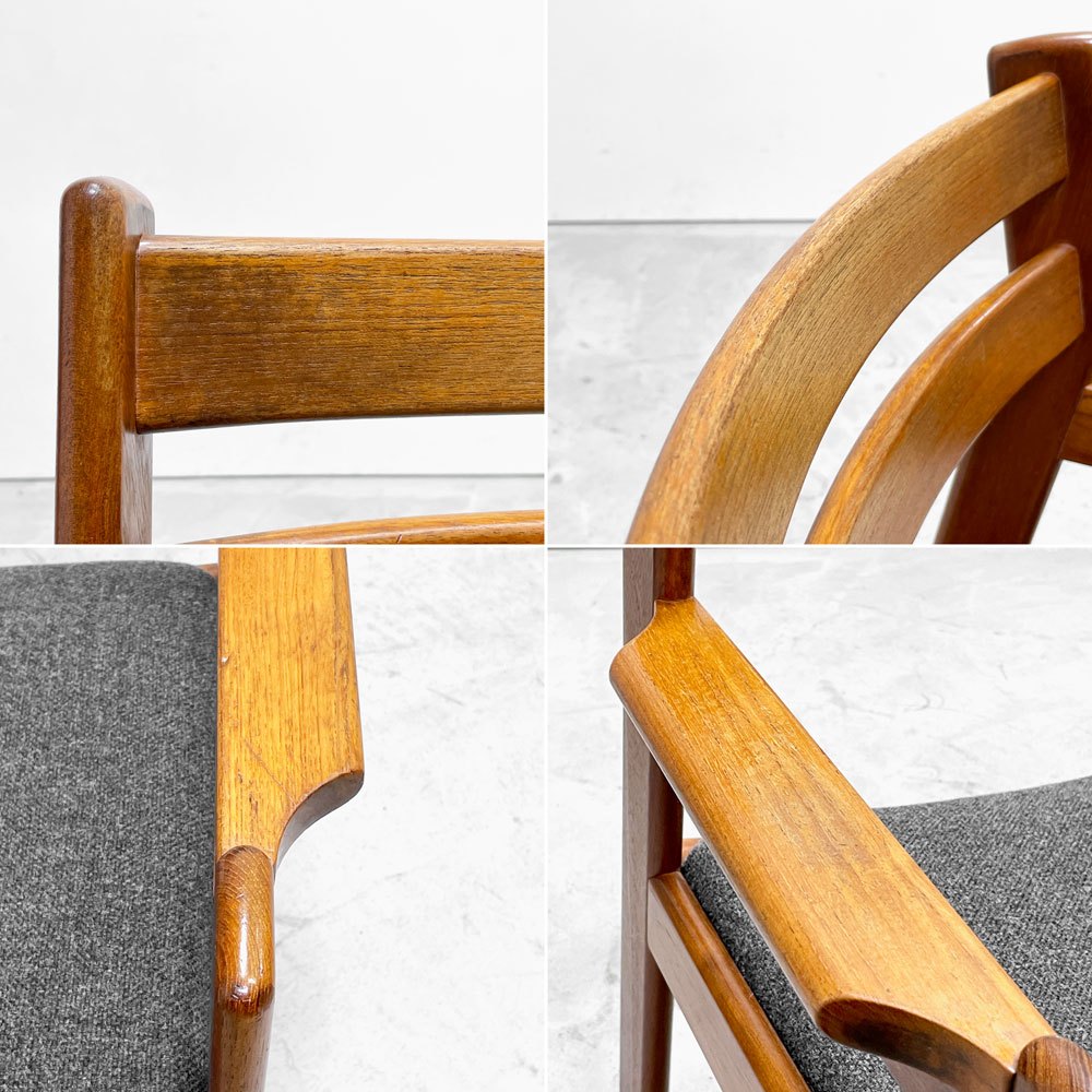 辻木工 TSUJI MOKKO チーク材 ダイニング アームチェア ファブリック張替済み ビンテージ vintage 北欧スタイル ●