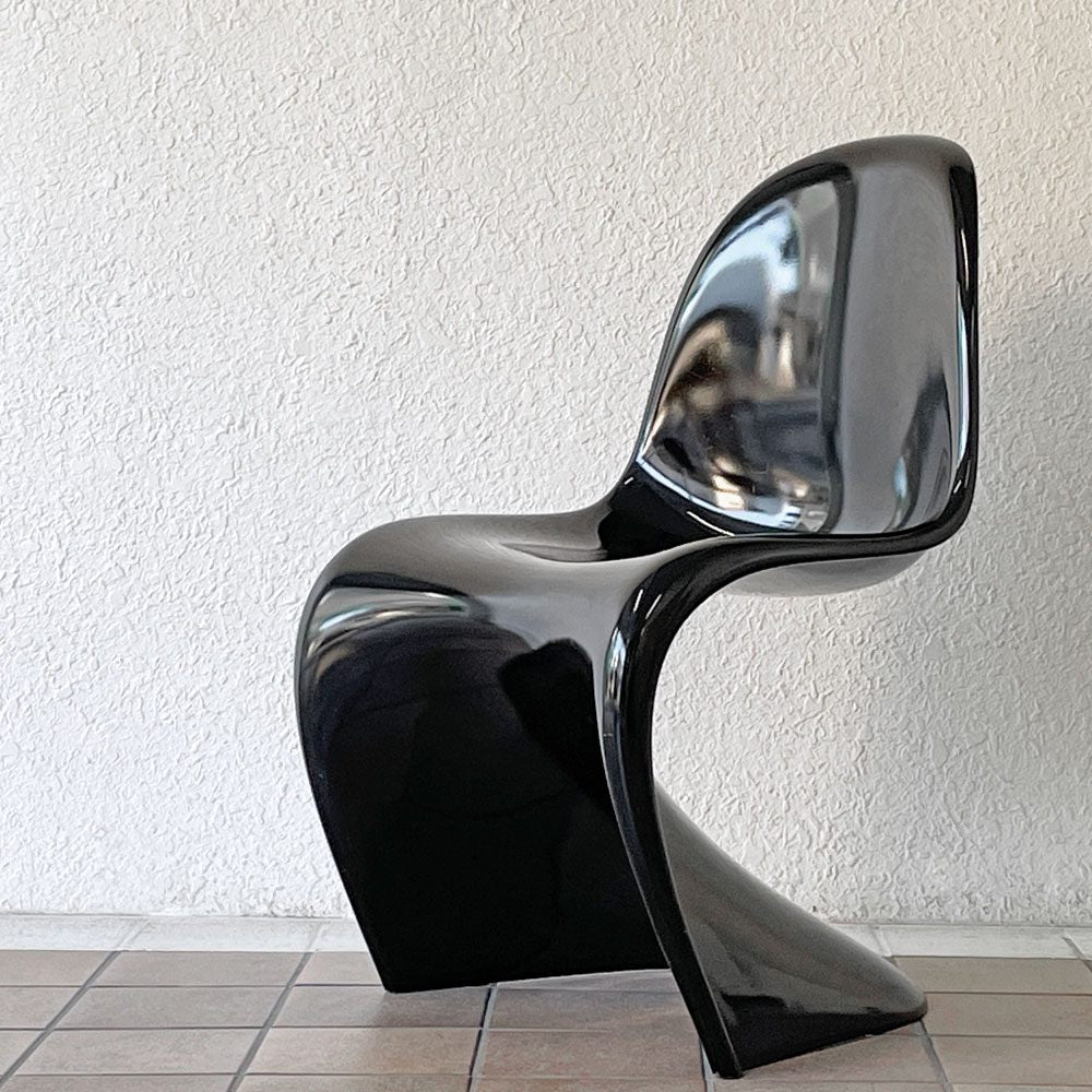 パントンチェア ビンテージ ダイニングチェア ヴェルナーパントン Verner Panton ブラック 1984年製 Horn スペースエイジ 希少 A ◇
