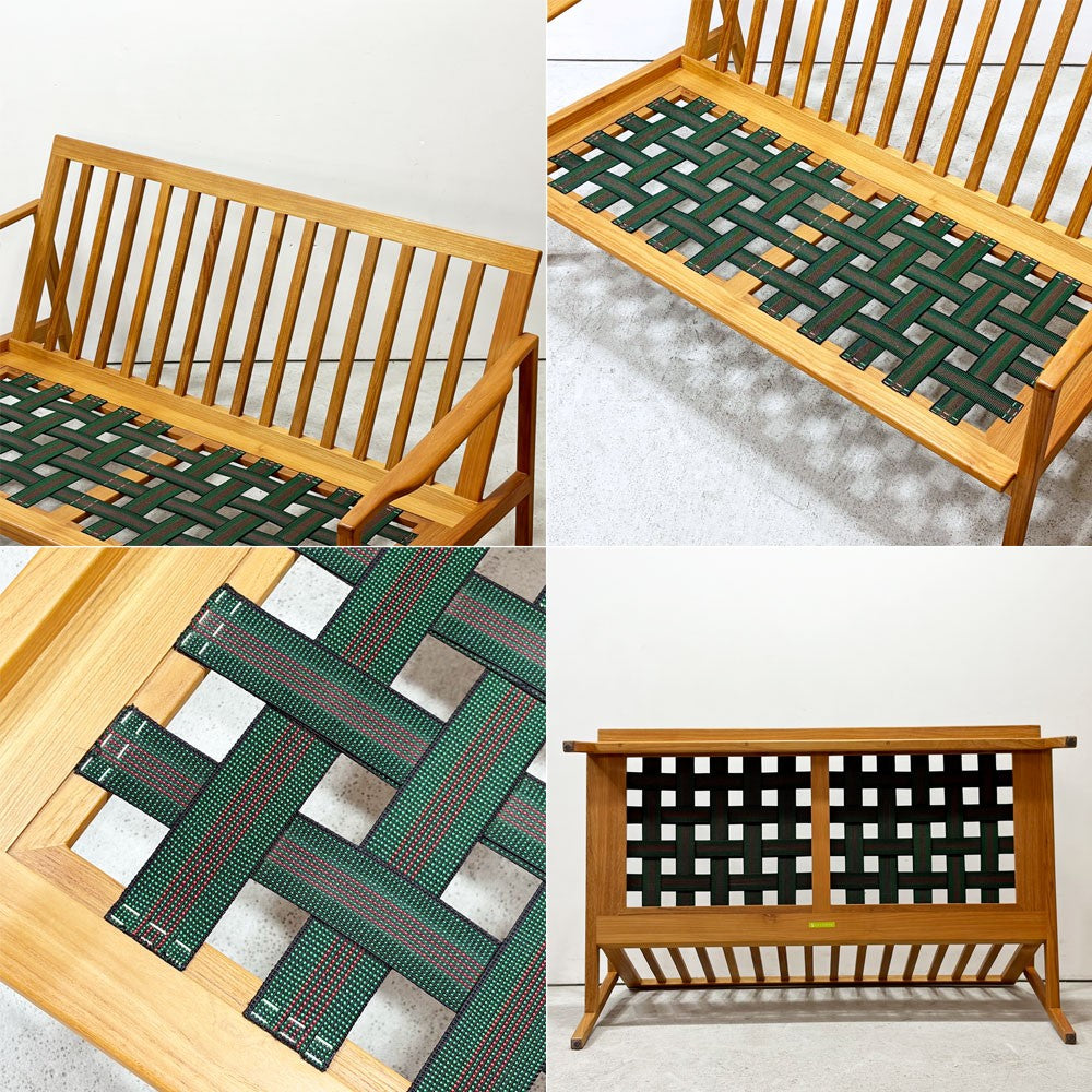 クロロス CHLOROS ケージバック Cage Back 2シーター ソファ チーク材 W131cm グレー系 ファブリック 北欧スタイル 定価￥112,200- ●
