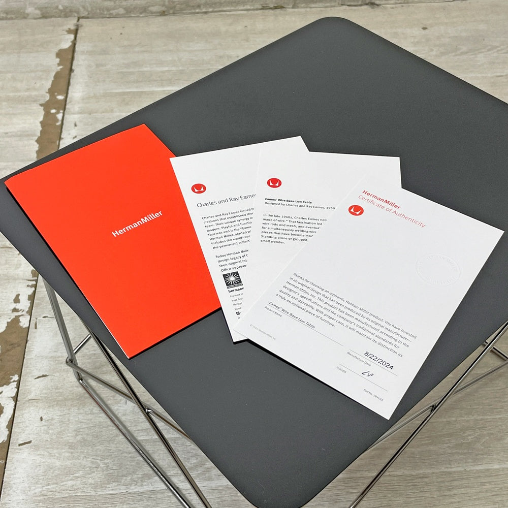 ハーマンミラー Herman Miller LTRT ワイヤーベース ローテーブル メラミントップ C&R イームズ ブラック ミッドセンチュリー 証明書・箱付き 美品 ●