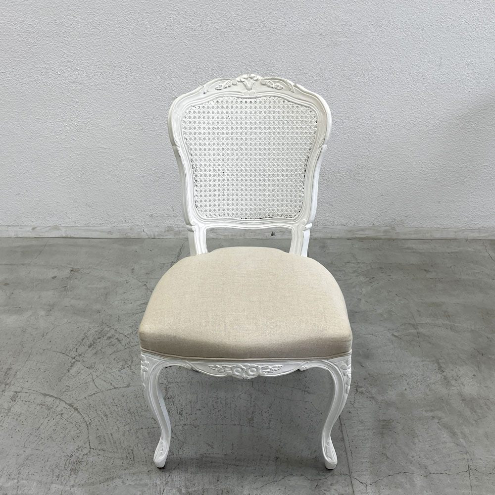 サラグレース Sarah Grace SGD デビュー ダイニングチェア DEBUT DINING CHAIR CHARM BD WHITE&NATURAL LINEN ラタンバック アンティーク風 オーク材 参考価格約55,000円 C〓