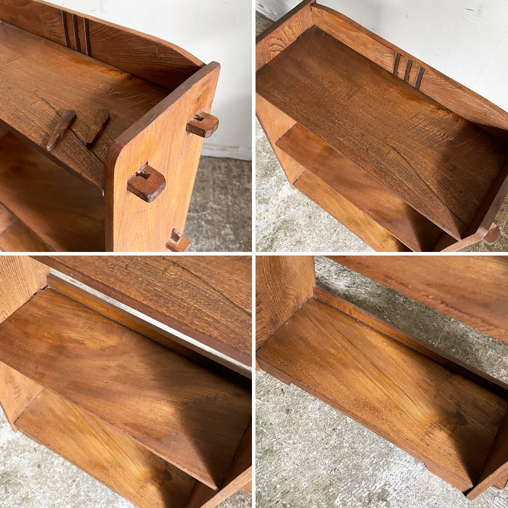 ジャパンビンテージ Japan Vintage 古い木味の小さな本棚 3段 ブックシェルフ オープンシェルフ 飾り棚 H60cm 昭和レトロ 古家具 ■