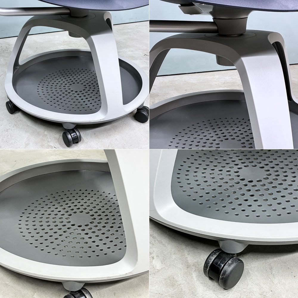 スチールケース Steelcase ノード node ミーティングチェア オフィスチェア ネイビー 可動式サイドテーブル＆キャスター付 ◎