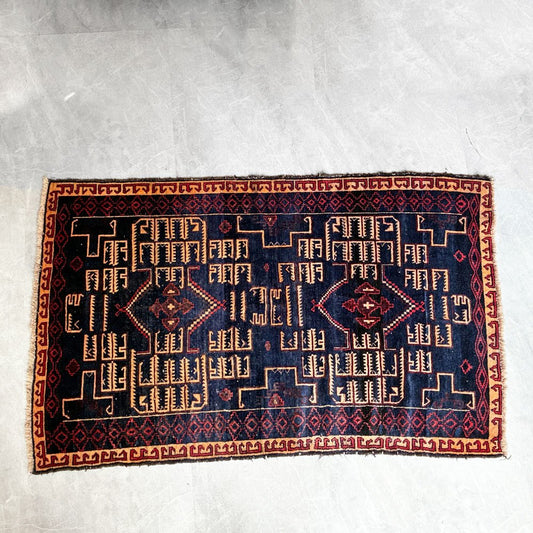 トライバルラグ Tribal rug バルーチ族 バルチエリア 手織り ラグ 160×100㎝ アフガニスタン オリエンタル ウール ラグ ★