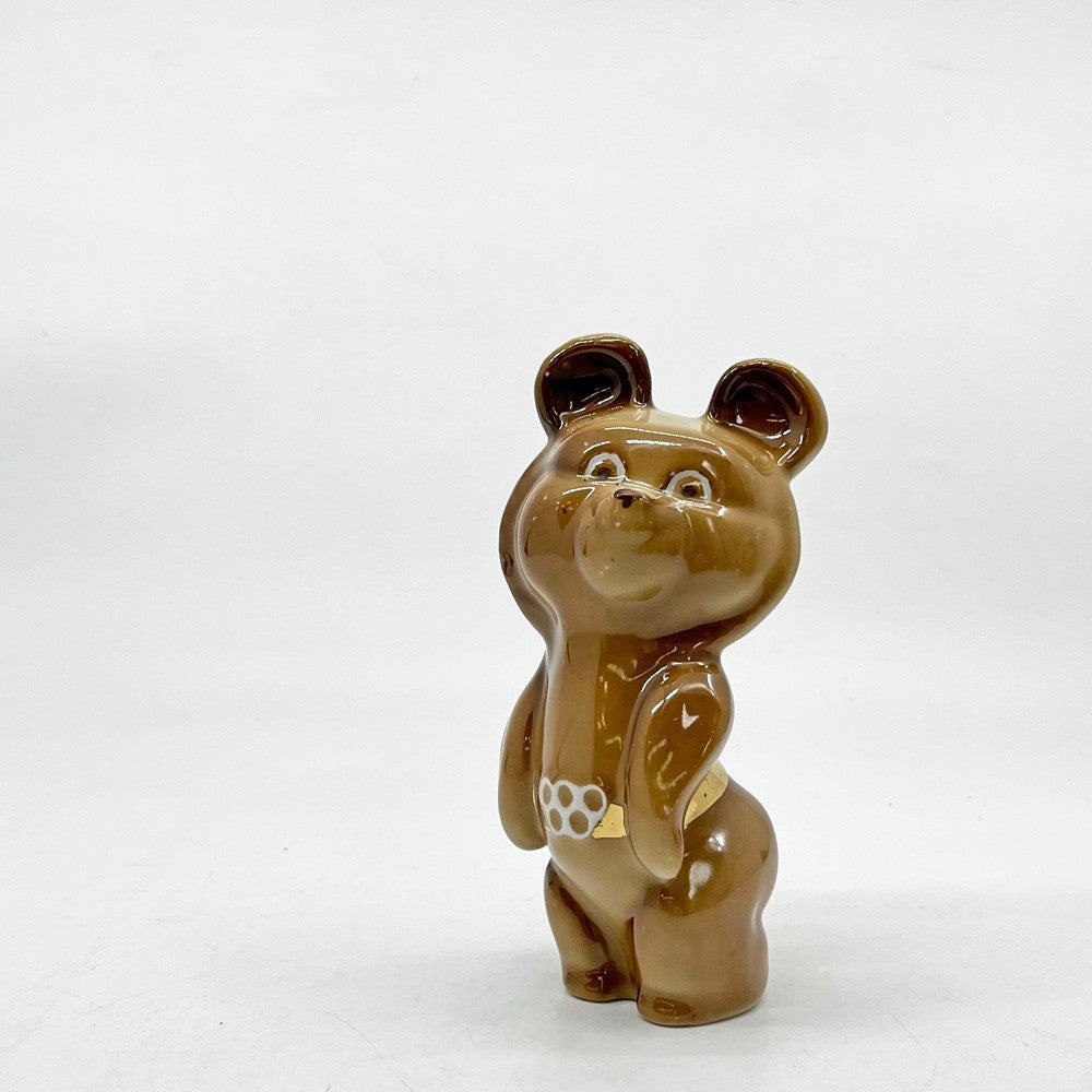 こぐまのミーシャ Misha Миша 陶製 オブジェ 置物 モスクワオリンピック マスコットキャラクター ロシア 旧ソ連 1980年 ビンテージ H13cm C ●