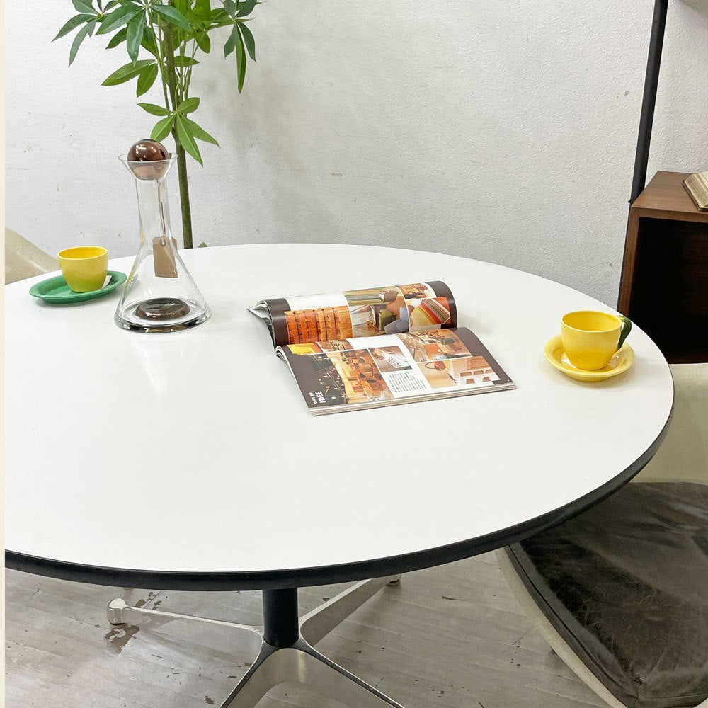 ハーマンミラー Herman Miller コントラクトテーブル ラウンドテーブル ホワイト Φ120cm ビンテージ C&R イームズ ミッドセンチュリー ●