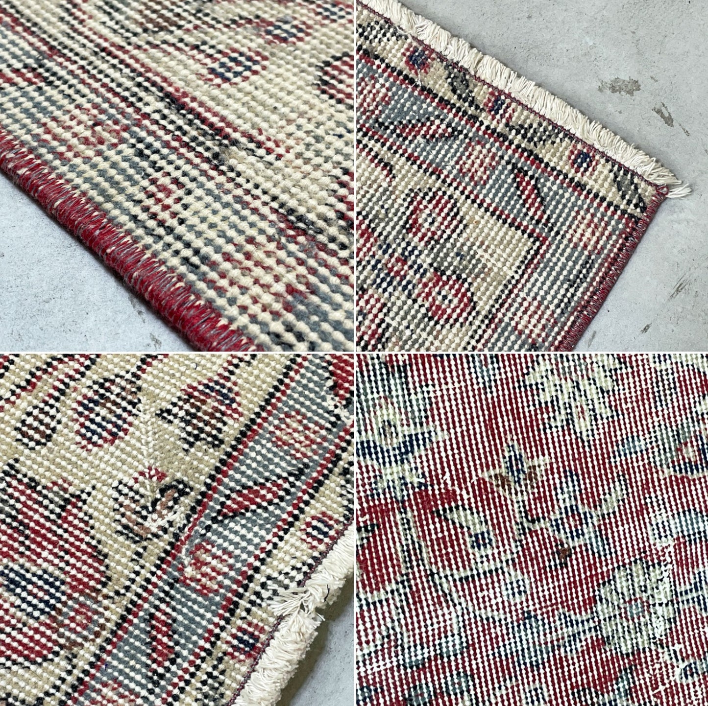 ビンテージ vintage トルコ製 手織り キリムラグ ランナー カーペット 絨毯 270x158cm レッド系 ボヘミアン柄 ●