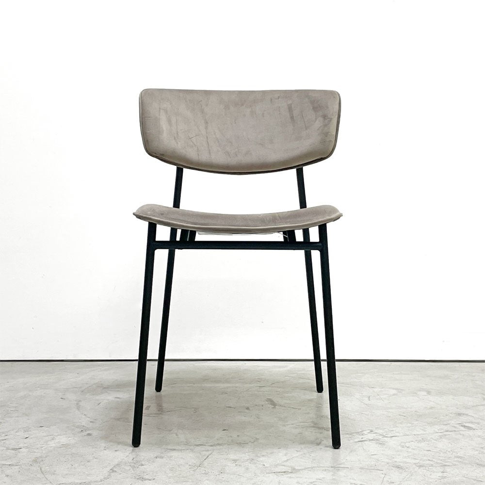 カリガリス Calligaris フィフティーズ FIFTIES ダイニングチェア サンドカラー×マットブラック ファブリック ベルベット スチール脚 モダンデザイン イタリア B ●