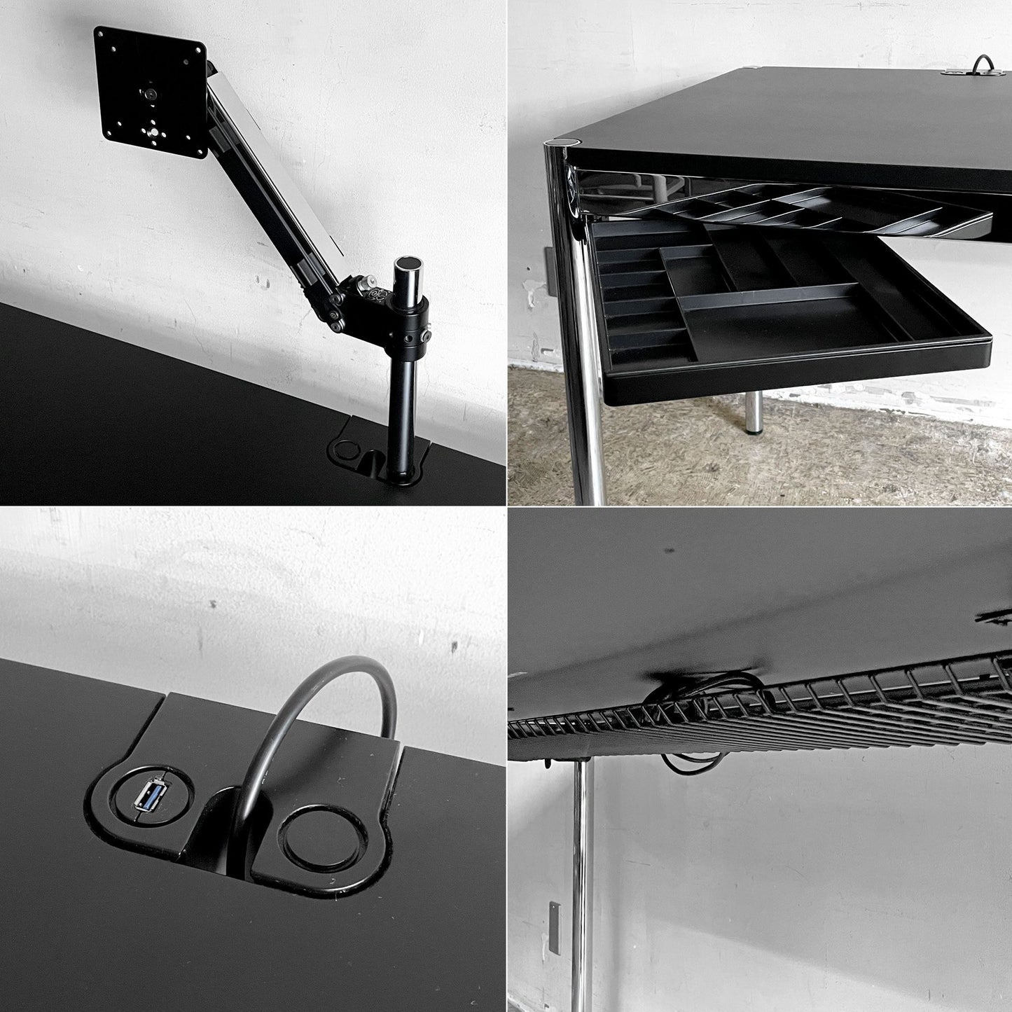 ユーエスエムハラー USM Haller モジュラーファニチャー ハラーテーブル プラス Haller table plus ペントレイ ケーブルトレイ モニターアーム USBアダプター付き ■