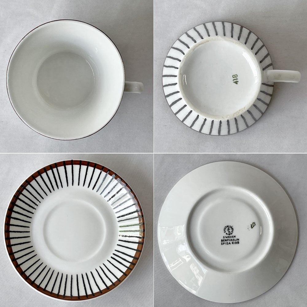 グスタフスベリ GUSTVSBERG スピサリブ SPISA RIBB コーヒーカップ＆ソーサー ビンテージ スウェーデン B ◇