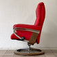 エコーネス EKORNES ストレスレス stressless メイフェア Mayfair リクライニングチェア オットマンセット Mサイズ レザー レッド ノルウェー 現状品 ◇