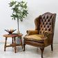 ロイズアンティークス Lloyd's Antiques リプロダクションシリーズ チェスターフィールド Q/Aウイングバックチェア 1シーターソファ 本革 猫脚 ●