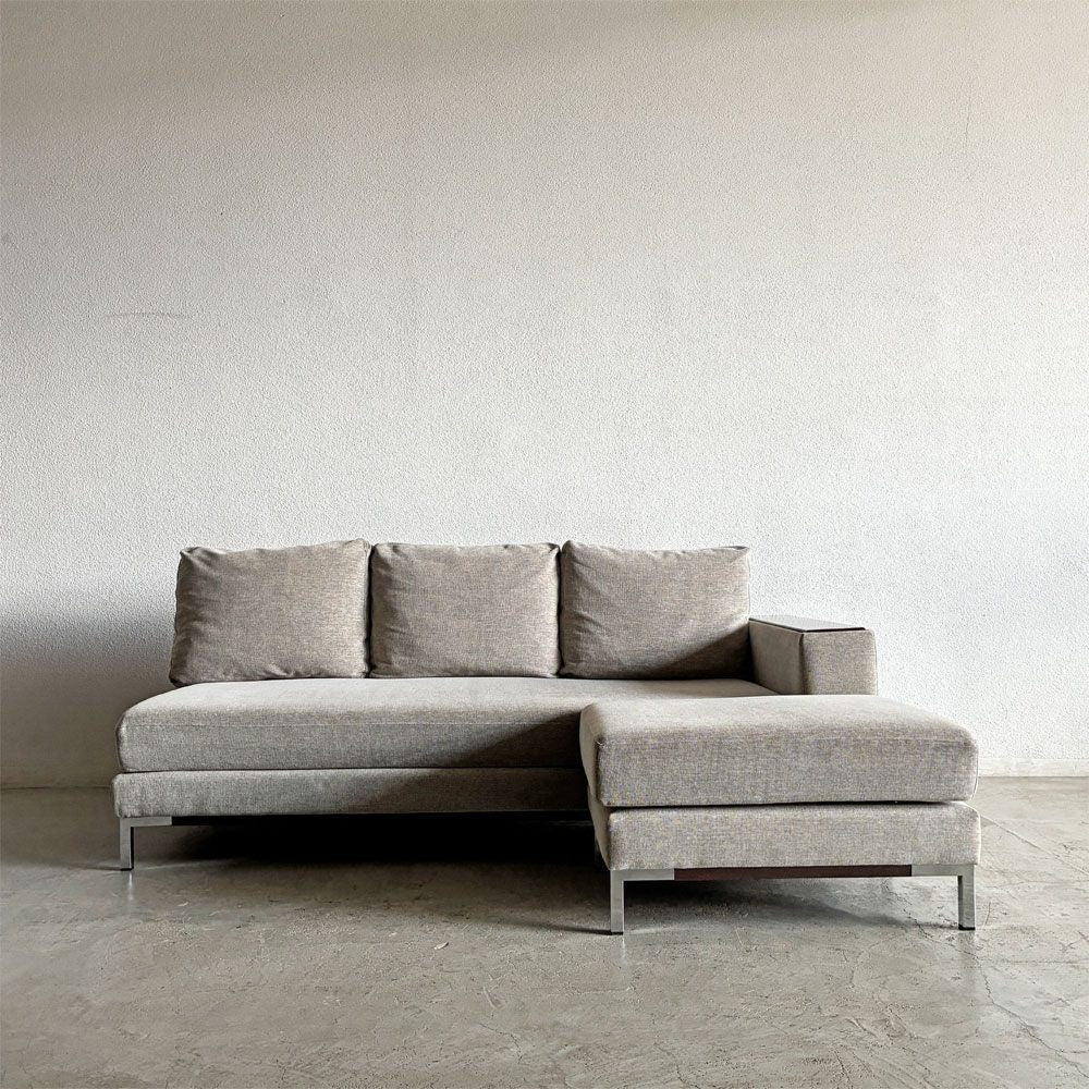ラフィネリビング raffine living ビター BITTER SOFA 3人掛けソファ 片アーム W190cm ファブリック グレージュ系 オットマン付 廃番仕様 カタログ定価￥421,850-以上 〓