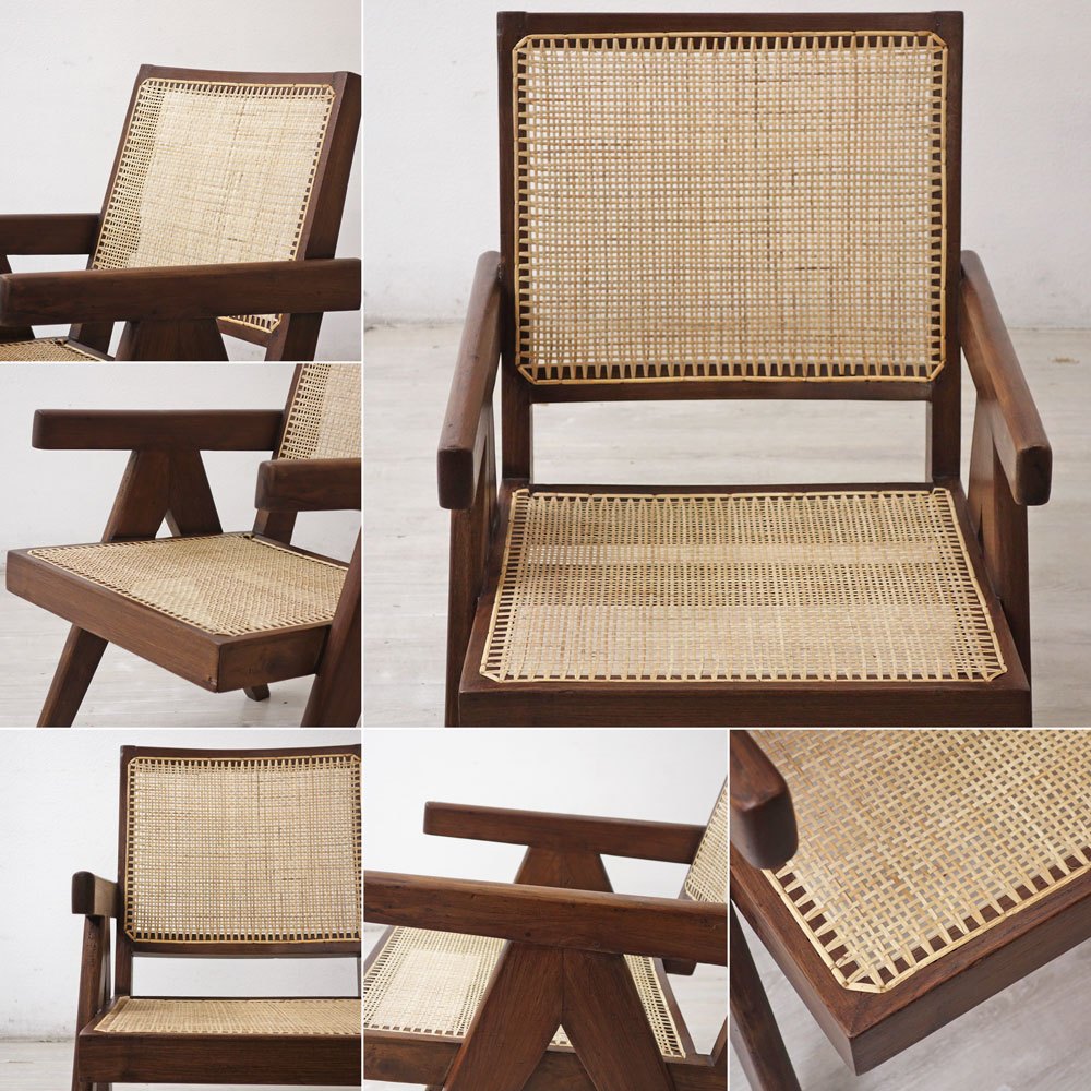 ピエールジャンヌレ Pierre Jeanneret イージーチェア Easy Chair チーク無垢材 チャンディーガル 60`s ビンテージ B ●