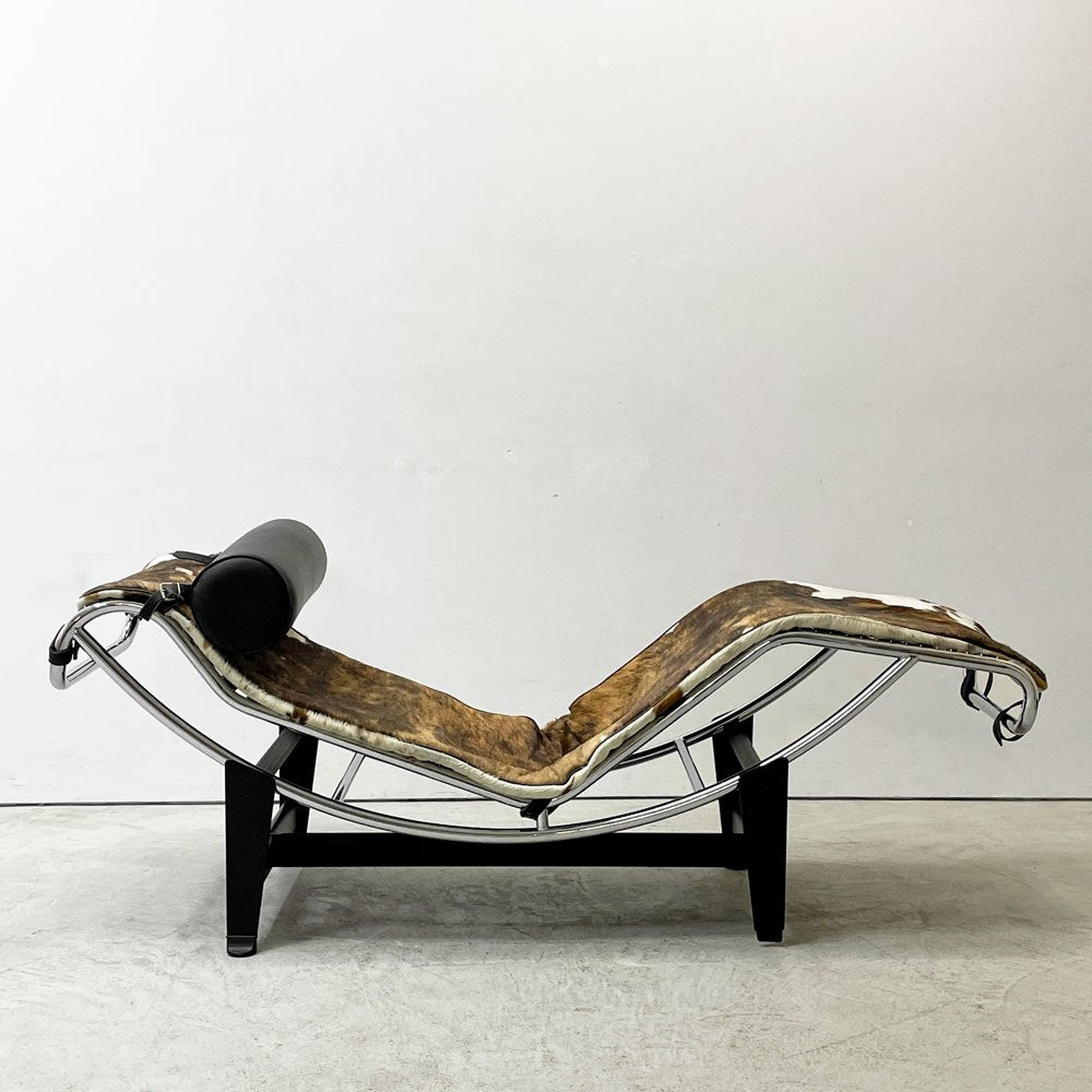 ル・コルビュジェ LE CORBUSIER LC4 シェーズロング ポニースキン ステンレス 長椅子 ミッドセンチュリー リプロダクト ●