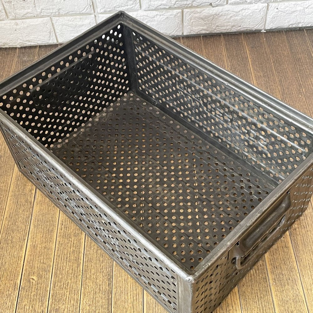 SCHAFER スタッキング ストレージボックス パンチングメタル インダストリアル ドイツビンテージ B ◎
