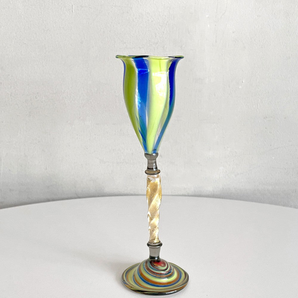 ベネチアングラス Venetian glass シャンパングラス ワイングラス 金彩 ムラーノ イタリア ■