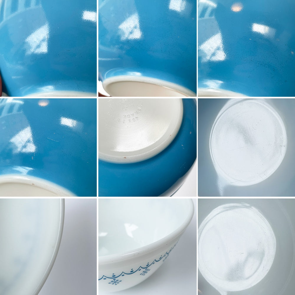 パイレックス Pyrex スノーフレーク ガーランド Snowflake ミキシングボウル 3点セット ブルー ミルクガラス ガラス オールドパイレックス USビンテージ ■