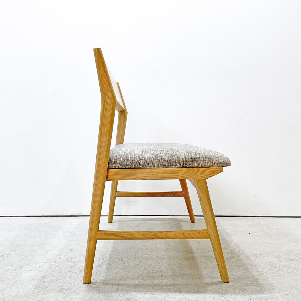 ウニコ unico シグネ SIGNE ダイニングベンチ バックレスト アッシュ材 グレーファブリック W110cm ナチュラル 北欧テイスト ●